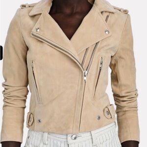 IRO TAN SUEDE Moto Jacket Fr 42 US 10